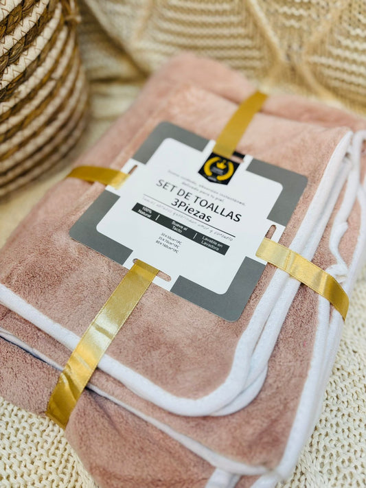 Set de Toallas 3 Piezas Rosa Viejo