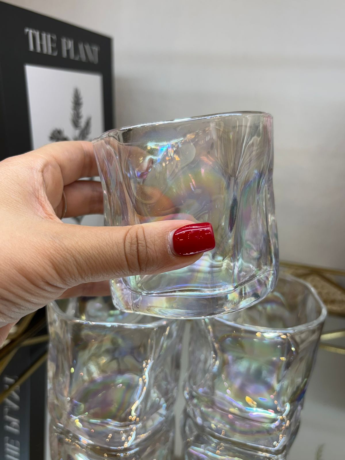 Set de vasos vidrio amorfo x 6 Nacarado