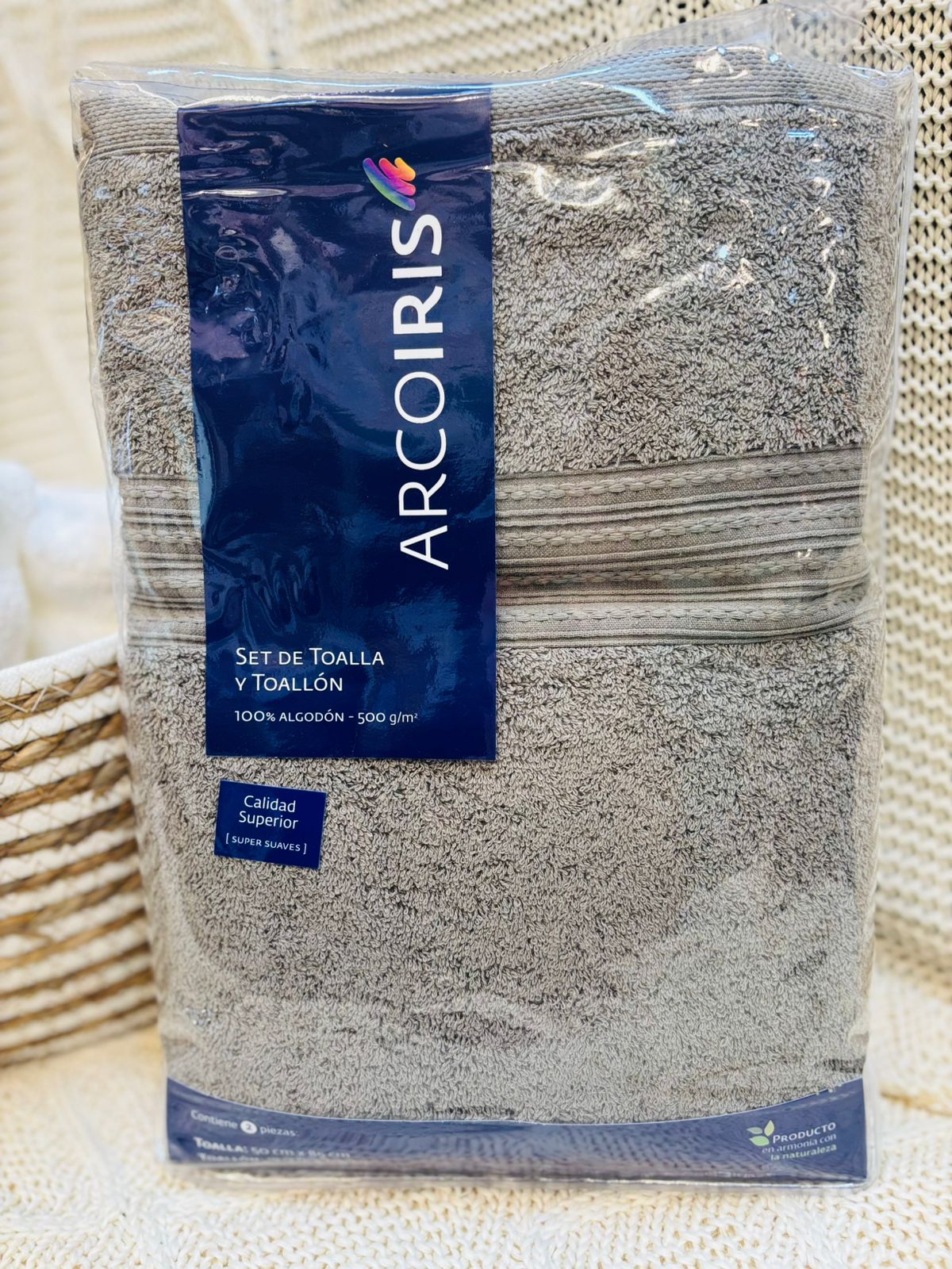 Set de Toalla y Toallón Gris Oscuro