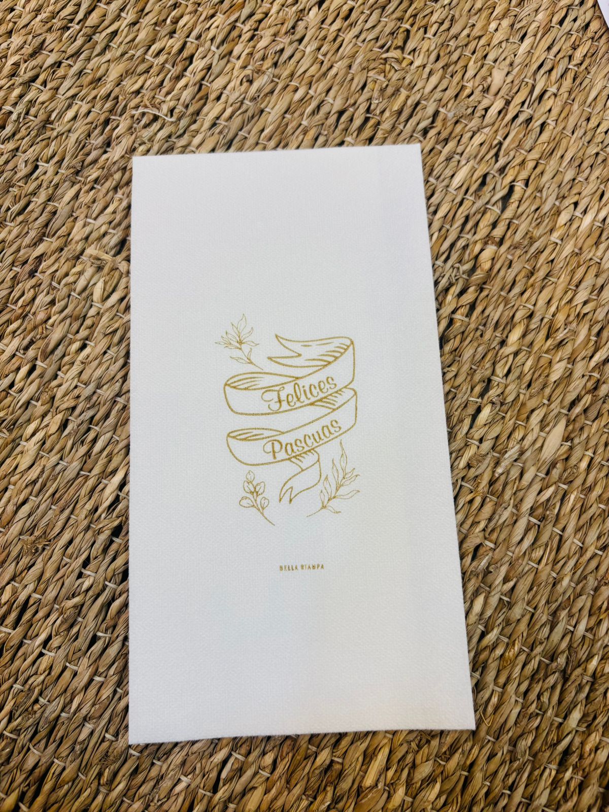 Servilletas Felicas Pascuas Dorado x 12