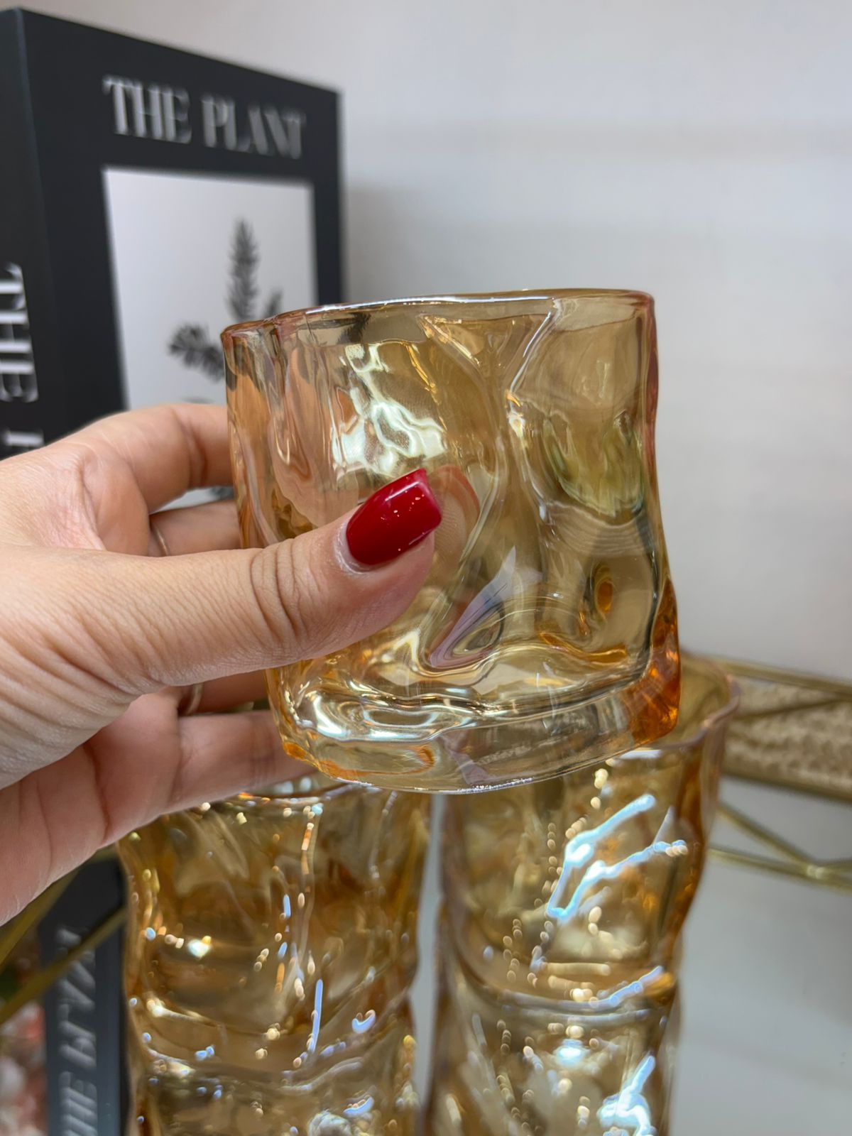 Set de vasos vidrio amorfo x 6 Ambar