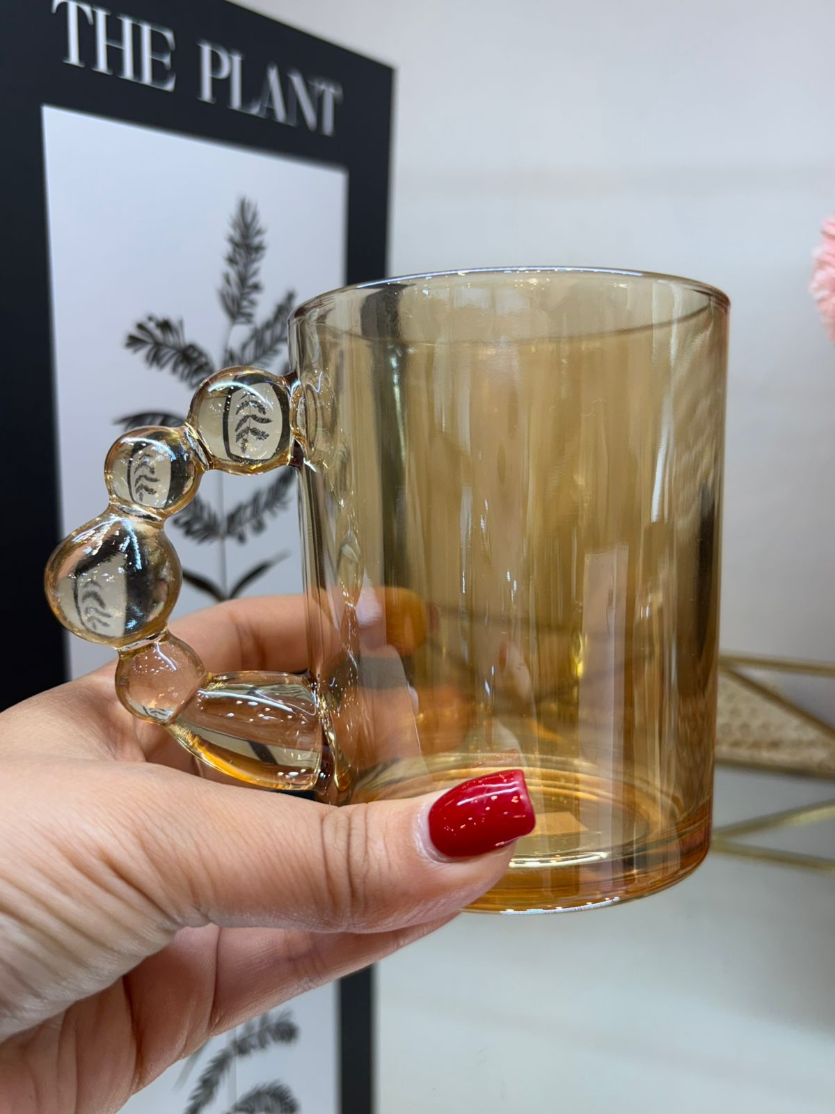 Set de tazas vidrio burbujas x 6 Ambar