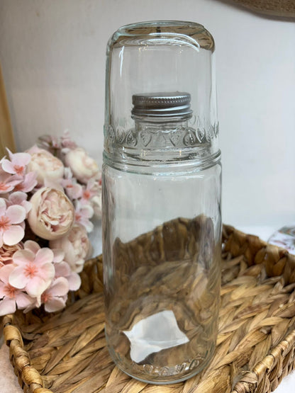 Jarra de Vidrio con Vaso labrado
