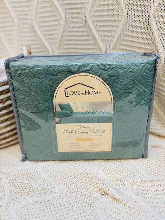 Set de Sábanas Queen Verde 4 Piezas