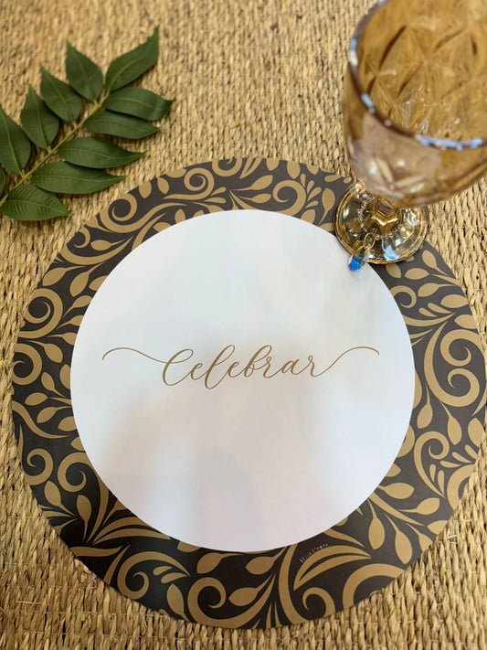 Plato de Sitio Arabescos Negro y Oro x 12