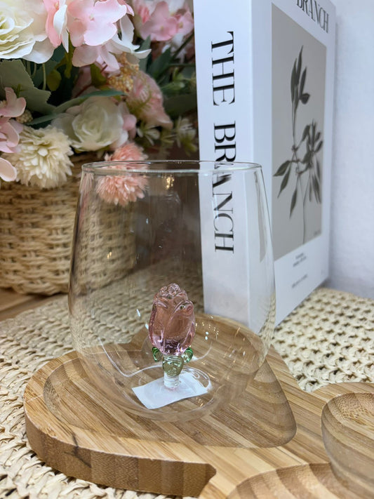 Vaso vidrio con aplique Flor