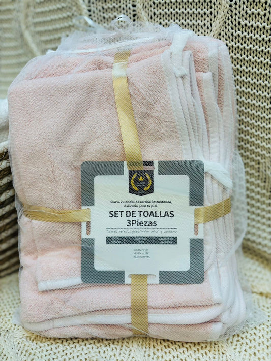 Set de Toallas 3 Piezas Rosa