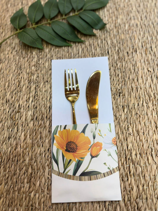 Porta Cubiertos Flores SIlvestres x 24