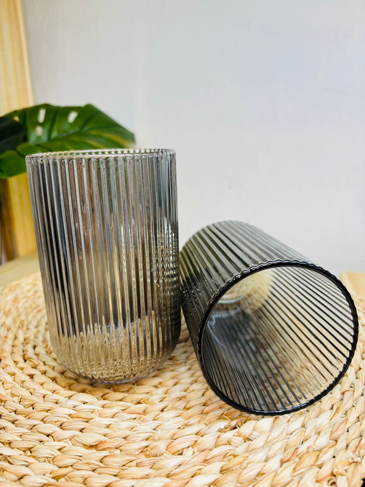 Vaso Rayado Gris x6