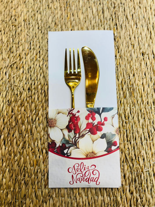 Porta Cubiertos Magnolia navideña x 24