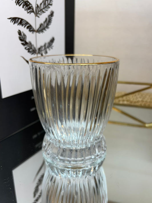 Set de vasos vidrio x 6 Transparente borde dorado