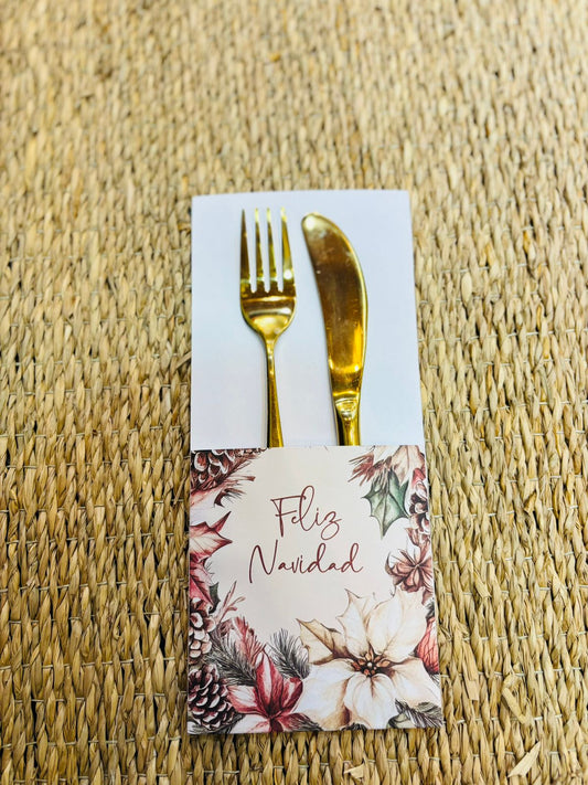 Porta Cubiertos Corona Navideña x 24