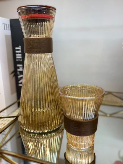 Set de Jarra + 4 vasos vidrio Ambar