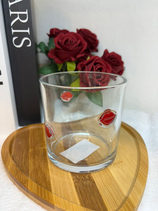 Vaso vidrio XL con labios rojos