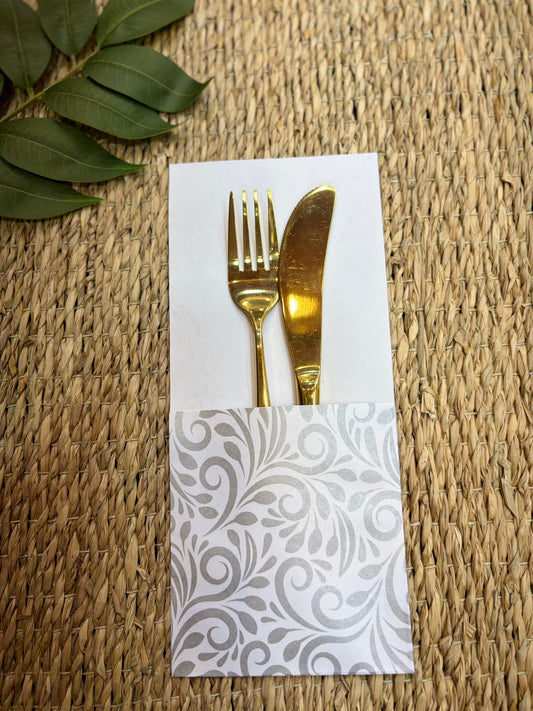 Porta Cubiertos Arabescos Plateado x 24