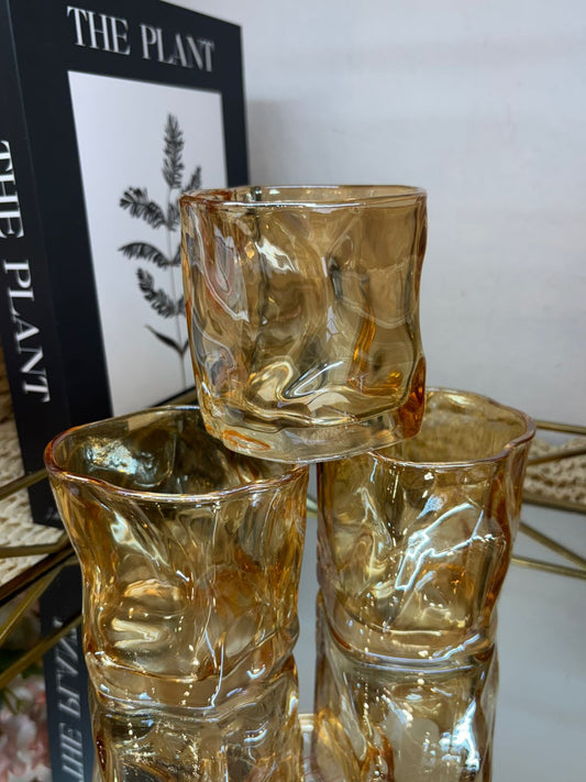 Set de vasos vidrio amorfo x 6 Ambar