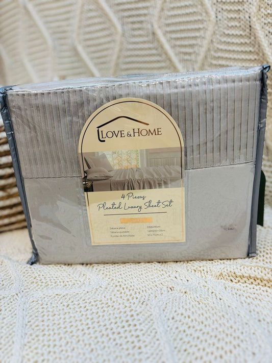 Set de Sábanas Queen Gris Claro 4 Piezas