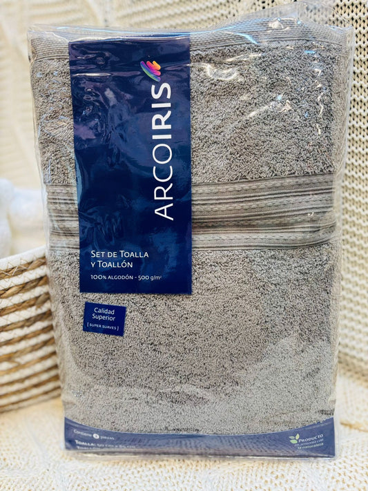 Set de Toalla y Toallón Gris Oscuro