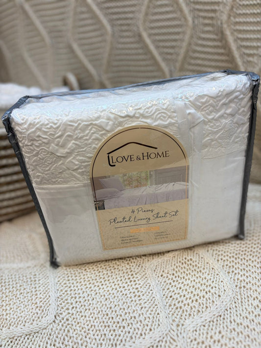 Set de Sábanas Queen Blancas 4 Piezas