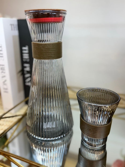 Set de Jarra + 4 vasos vidrio Gris fume