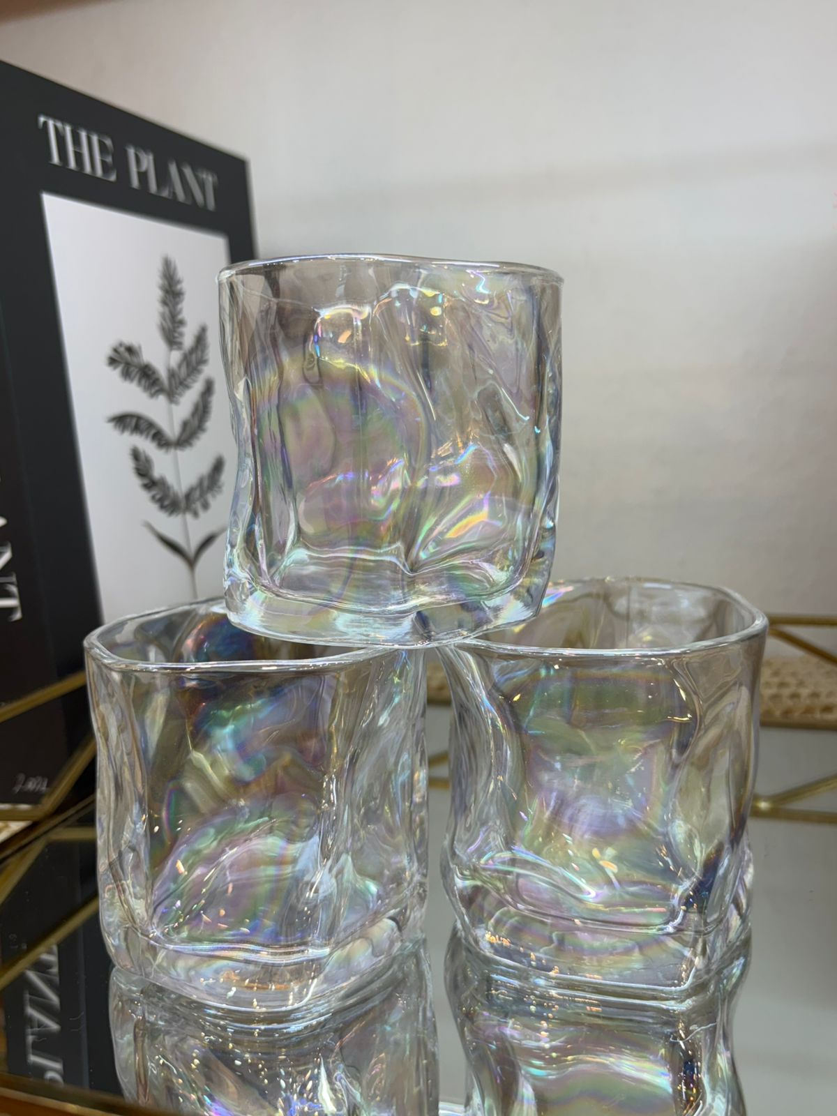 Set de vasos vidrio amorfo x 6 Nacarado