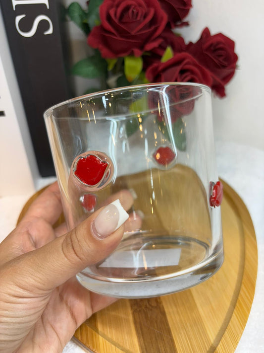 Vaso vidrio XL con labios rojos