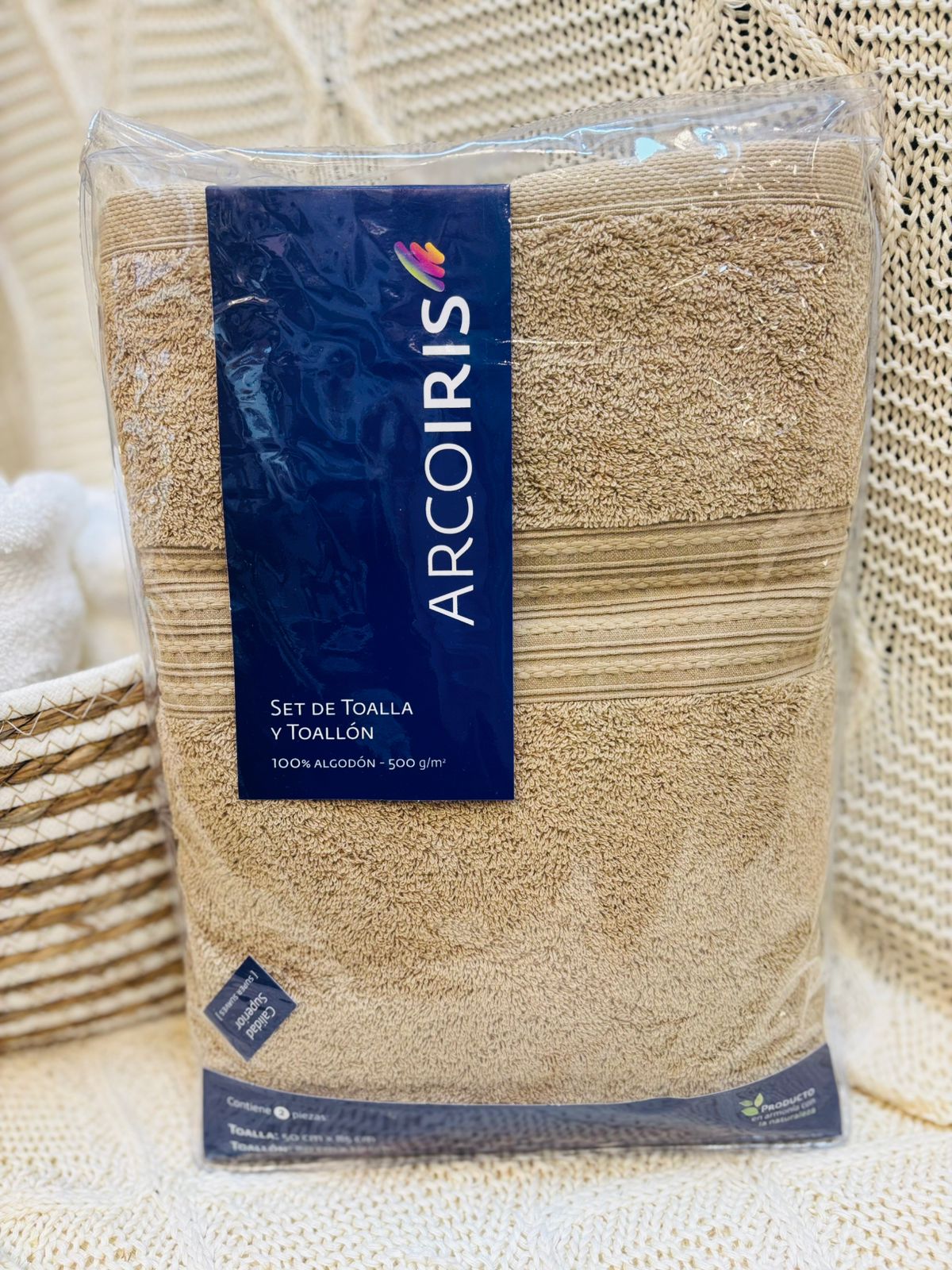 Set de Toalla y Toallón Beige