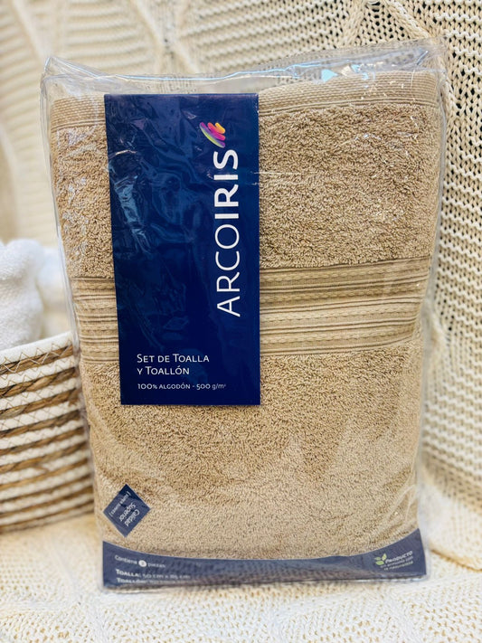 Set de Toalla y Toallón Beige