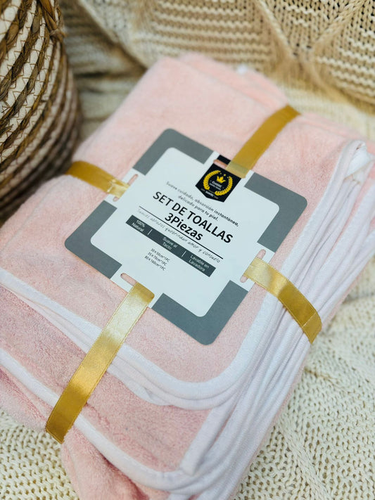 Set de Toallas 3 Piezas Rosa