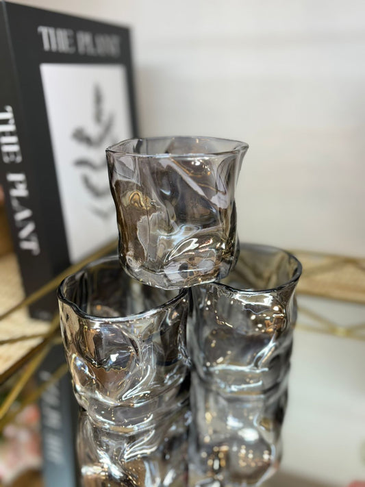 Set de vasos vidrio amorfo x 6 Grises