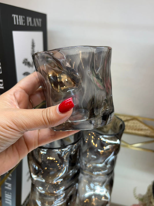 Set de vasos vidrio amorfo x 6 Grises