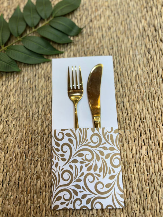 Porta Cubiertos Arabescos Dorado x 24